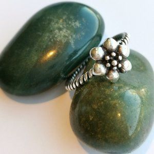 STERLING Silver flower cable ring sz 8